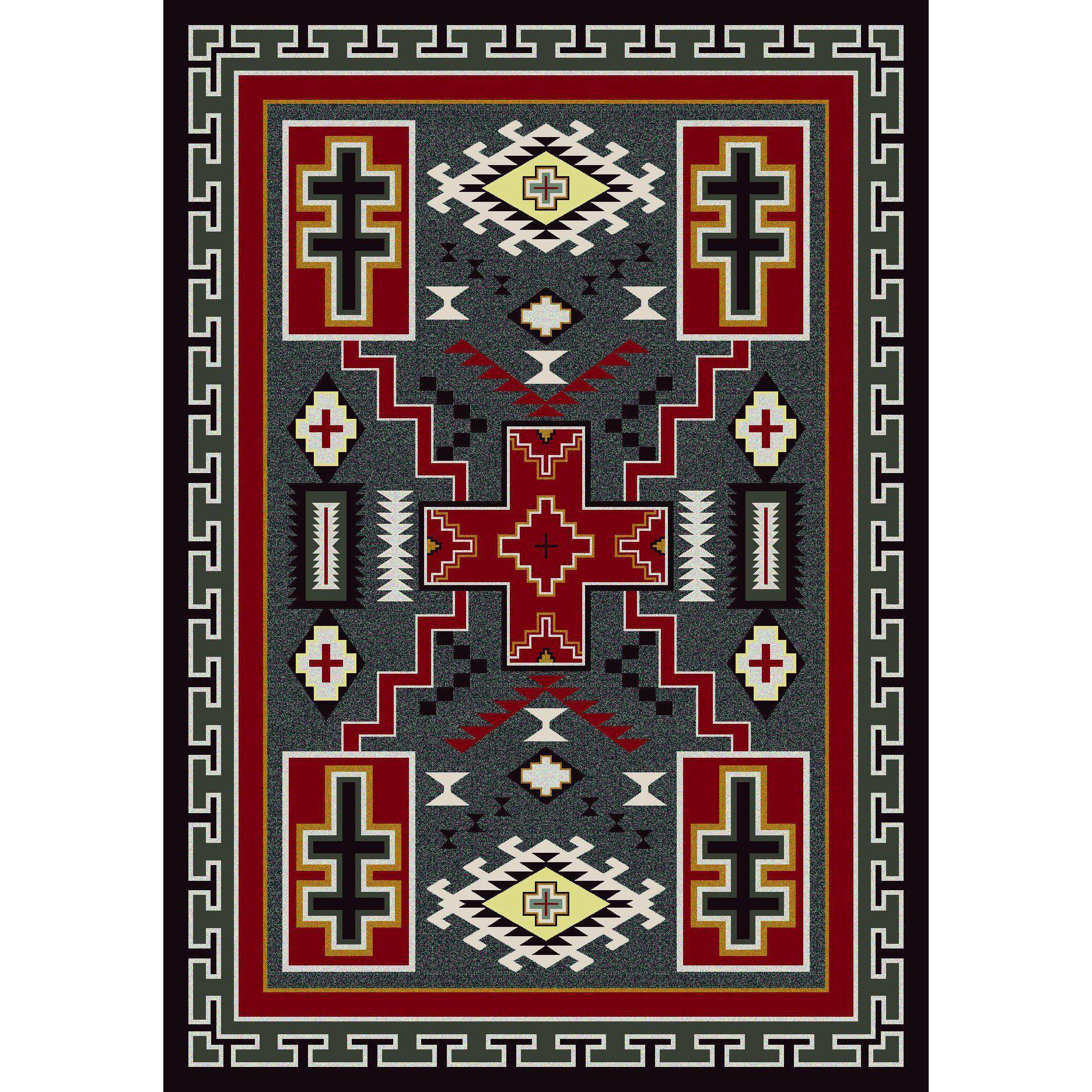 Double Crucifix - Gray-CabinRugs Southwestern Rugs Wildlife Rugs Lodge Rugs Aztec RugsSouthwest Rugs