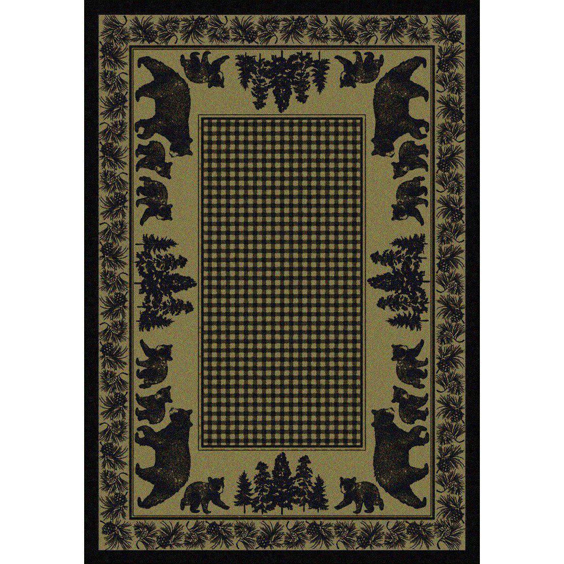 Familia Ursa - Green-CabinRugs Southwestern Rugs Wildlife Rugs Lodge Rugs Aztec RugsSouthwest Rugs