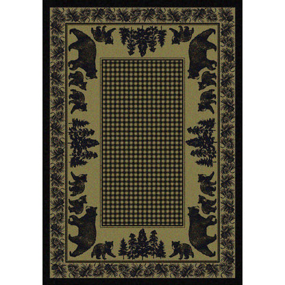 Familia Ursa - Green-CabinRugs Southwestern Rugs Wildlife Rugs Lodge Rugs Aztec RugsSouthwest Rugs