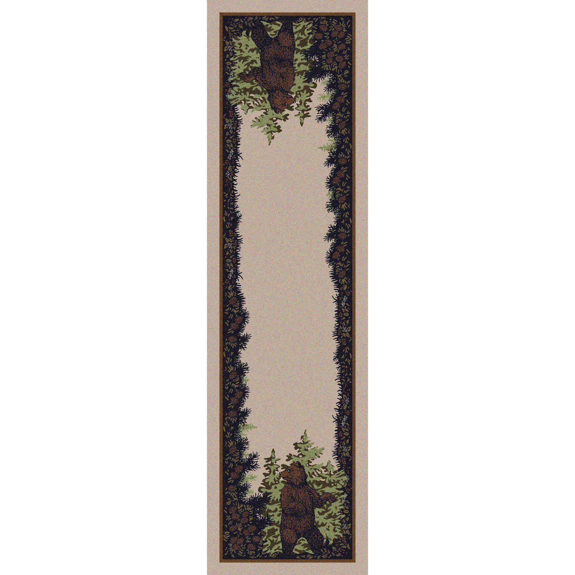 Fraternal Bears - Green-CabinRugs Southwestern Rugs Wildlife Rugs Lodge Rugs Aztec RugsSouthwest Rugs