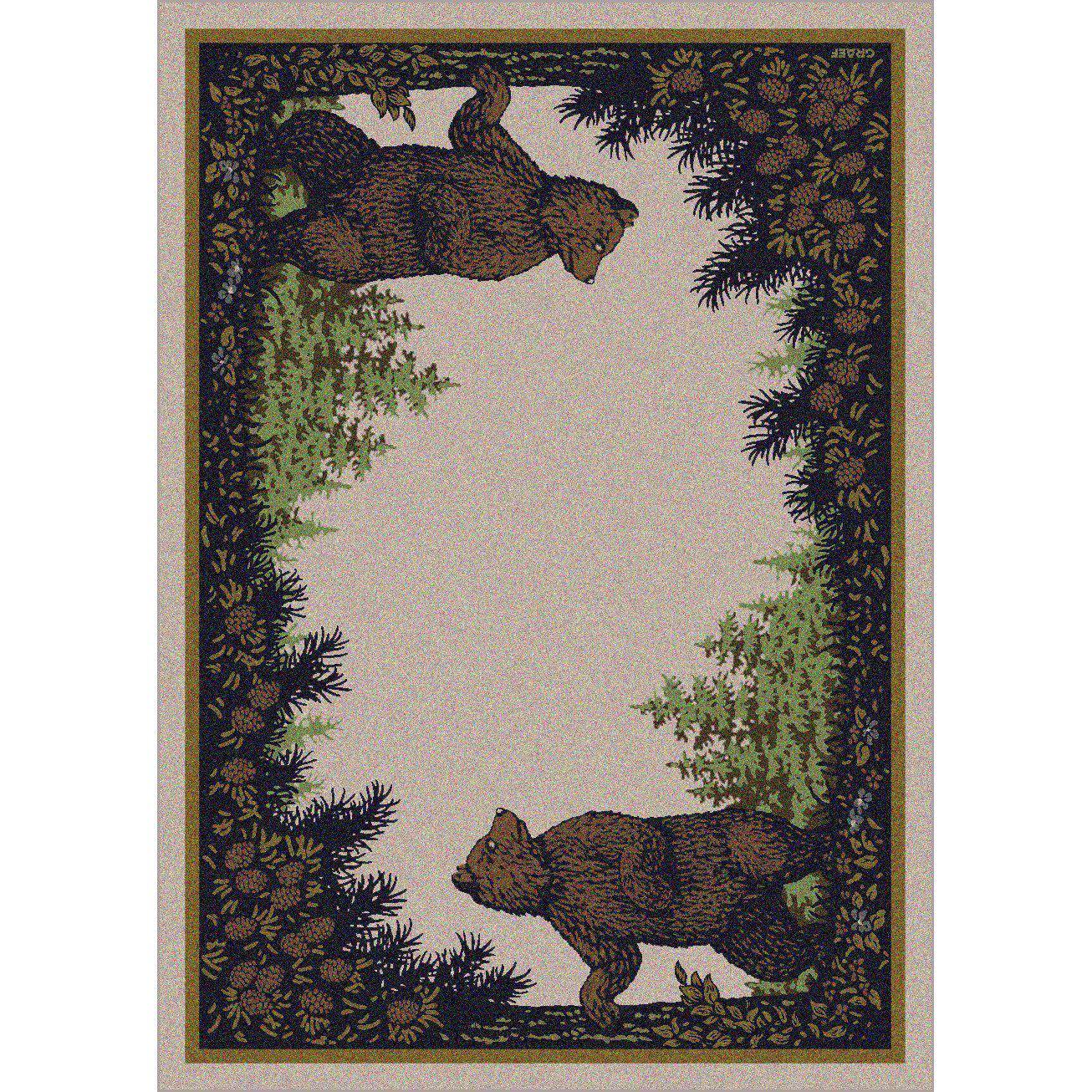 Fraternal Bears - Green-CabinRugs Southwestern Rugs Wildlife Rugs Lodge Rugs Aztec RugsSouthwest Rugs