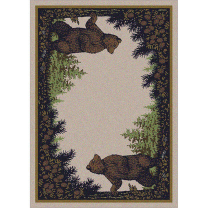 Fraternal Bears - Green-CabinRugs Southwestern Rugs Wildlife Rugs Lodge Rugs Aztec RugsSouthwest Rugs