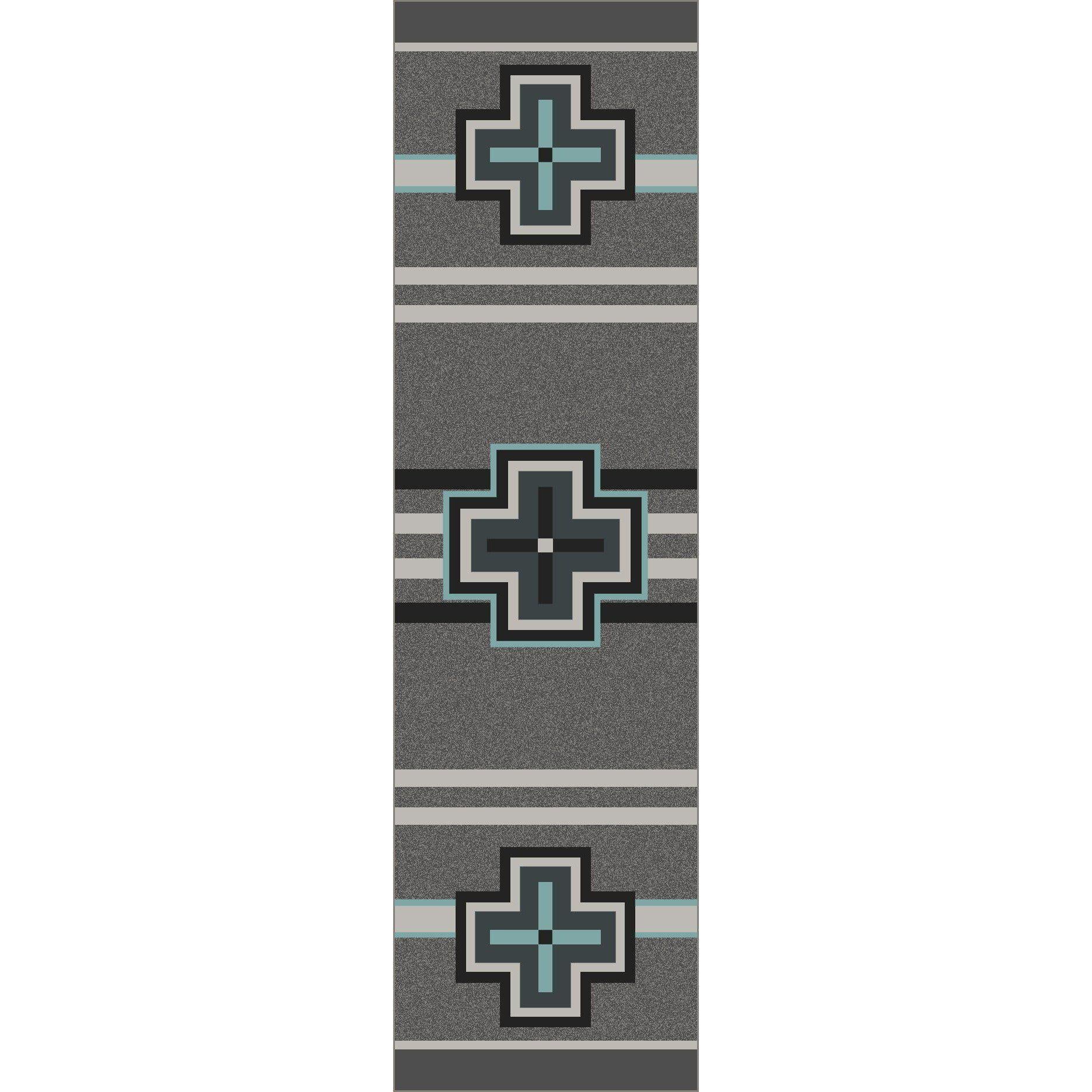 Hunter - Flint Turquoise-CabinRugs Southwestern Rugs Wildlife Rugs Lodge Rugs Aztec RugsSouthwest Rugs