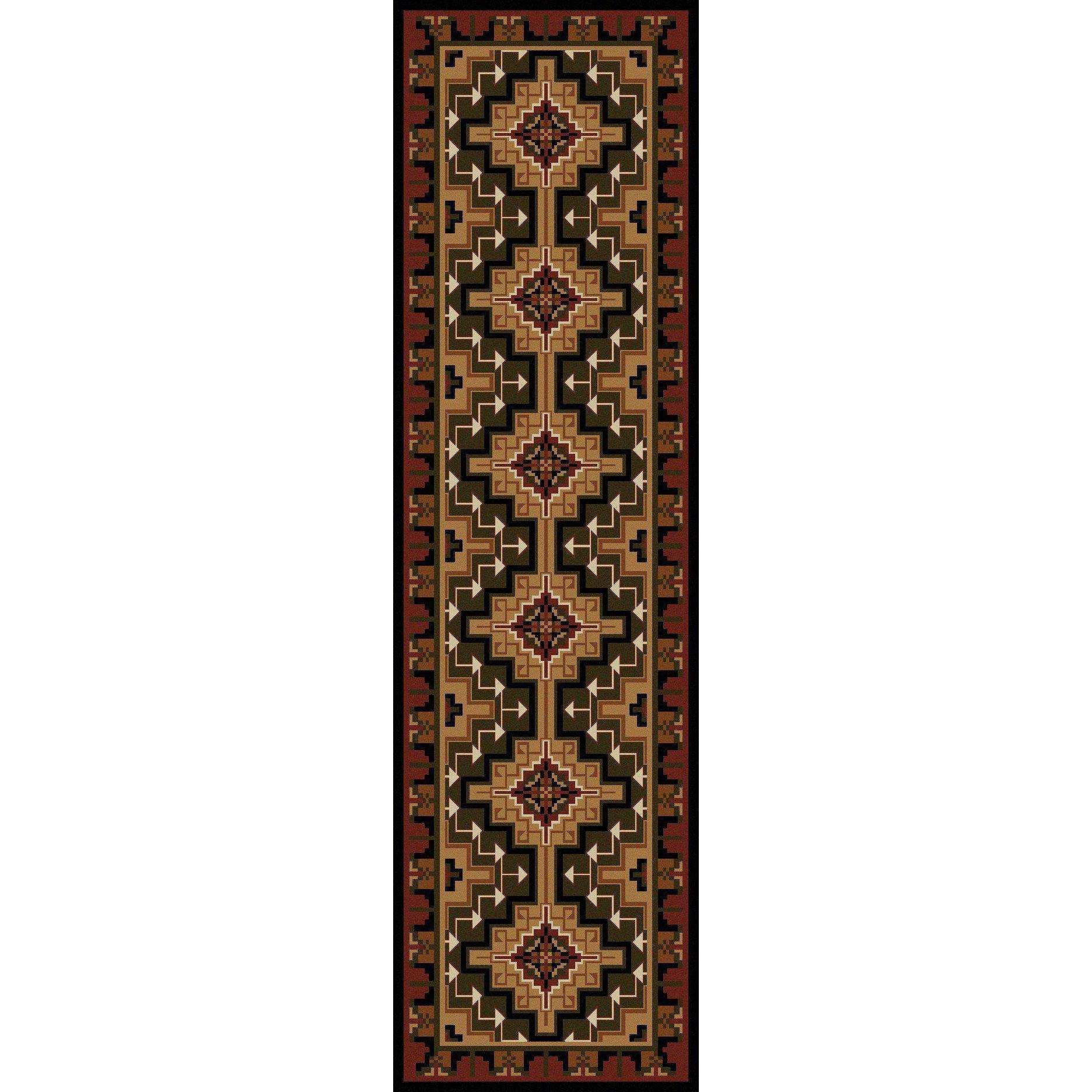 Land Of The Hills - Red-CabinRugs Southwestern Rugs Wildlife Rugs Lodge Rugs Aztec RugsSouthwest Rugs