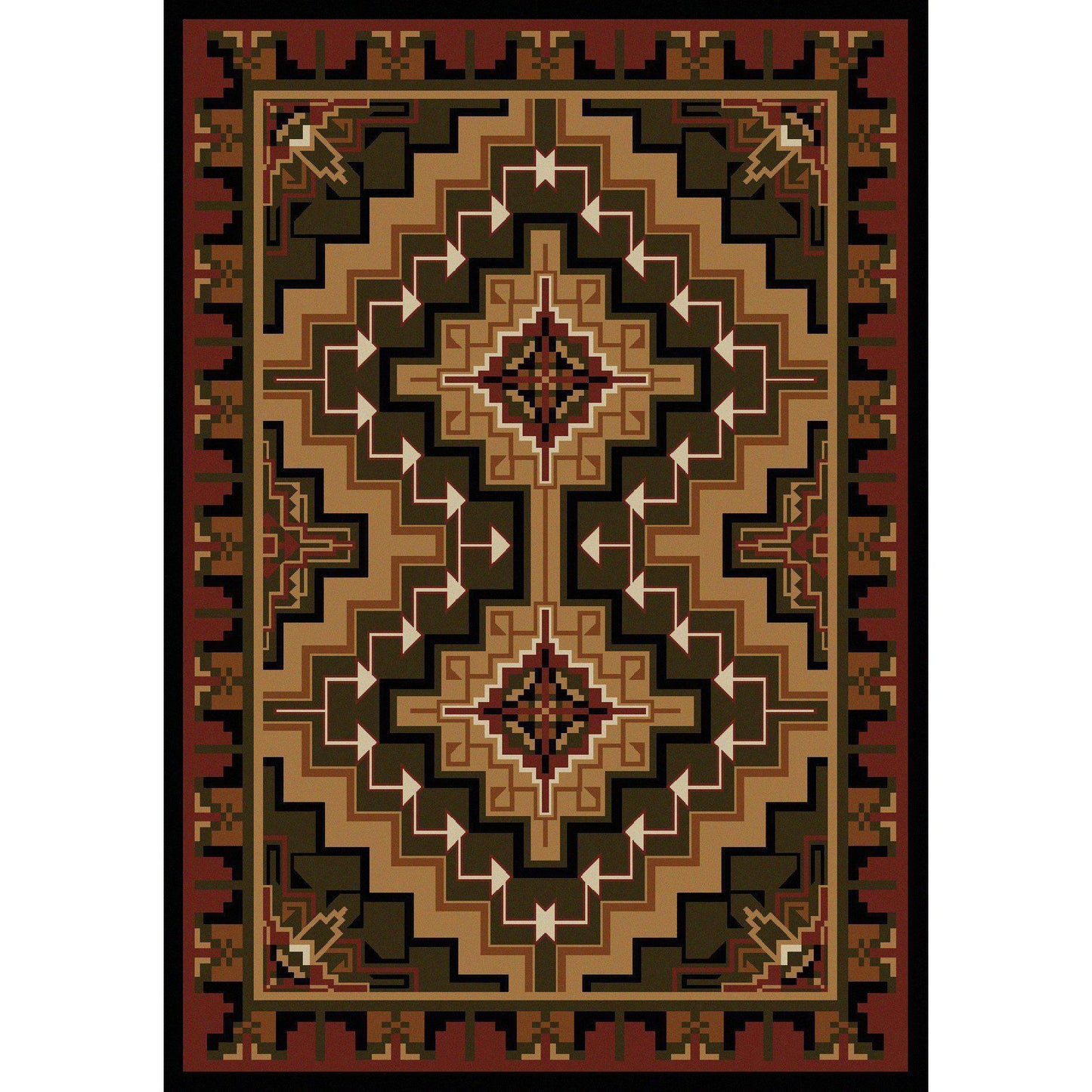 Land Of The Hills - Red-CabinRugs Southwestern Rugs Wildlife Rugs Lodge Rugs Aztec RugsSouthwest Rugs