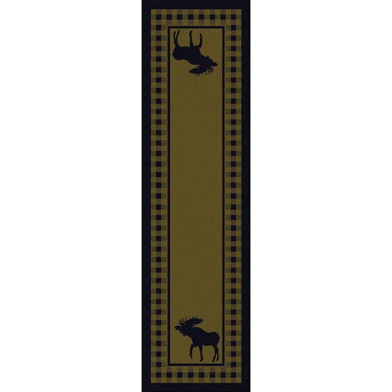 Moose Couple Refuge - Green-CabinRugs Southwestern Rugs Wildlife Rugs Lodge Rugs Aztec RugsSouthwest Rugs