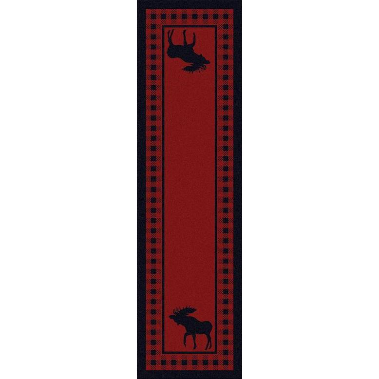 Moose Couple Refuge - Red-CabinRugs Southwestern Rugs Wildlife Rugs Lodge Rugs Aztec RugsSouthwest Rugs