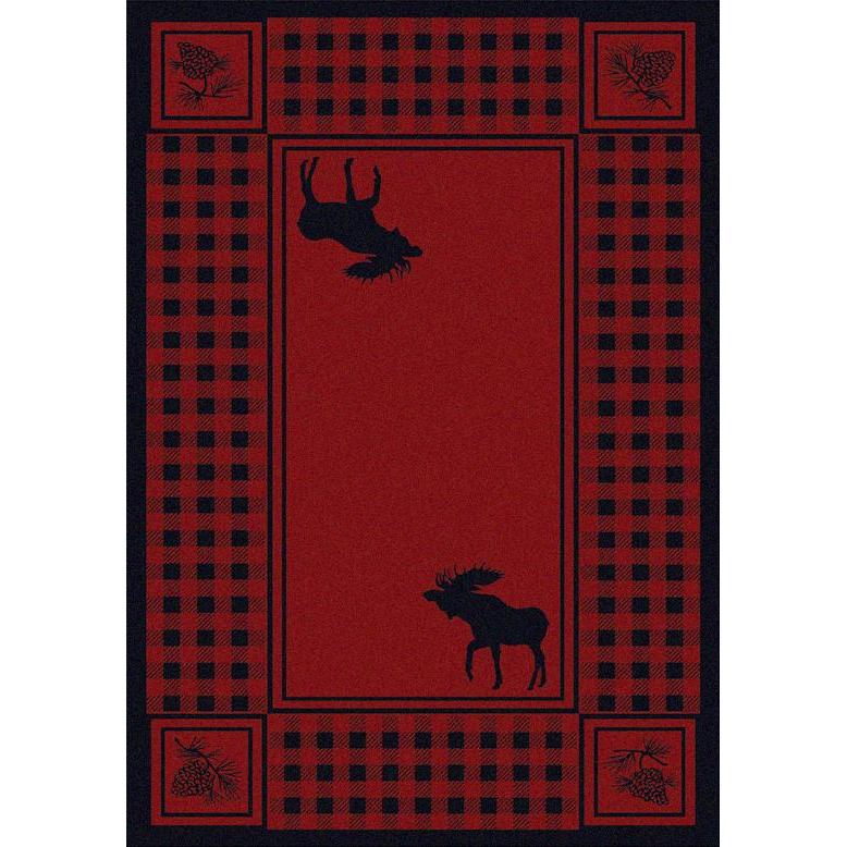 Moose Couple Refuge - Red-CabinRugs Southwestern Rugs Wildlife Rugs Lodge Rugs Aztec RugsSouthwest Rugs
