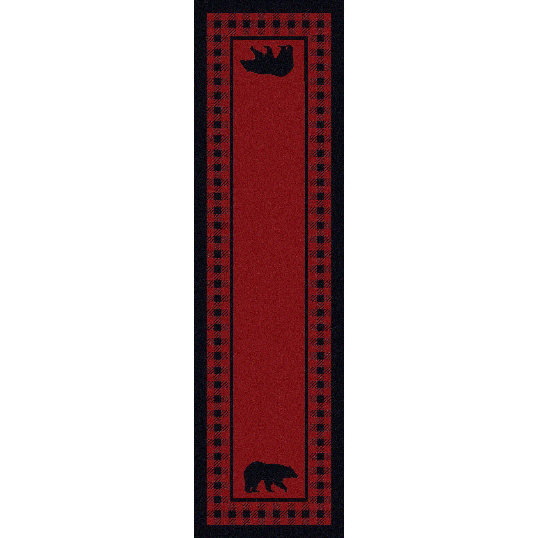 Mother Bear Refuge - Red-CabinRugs Southwestern Rugs Wildlife Rugs Lodge Rugs Aztec RugsSouthwest Rugs