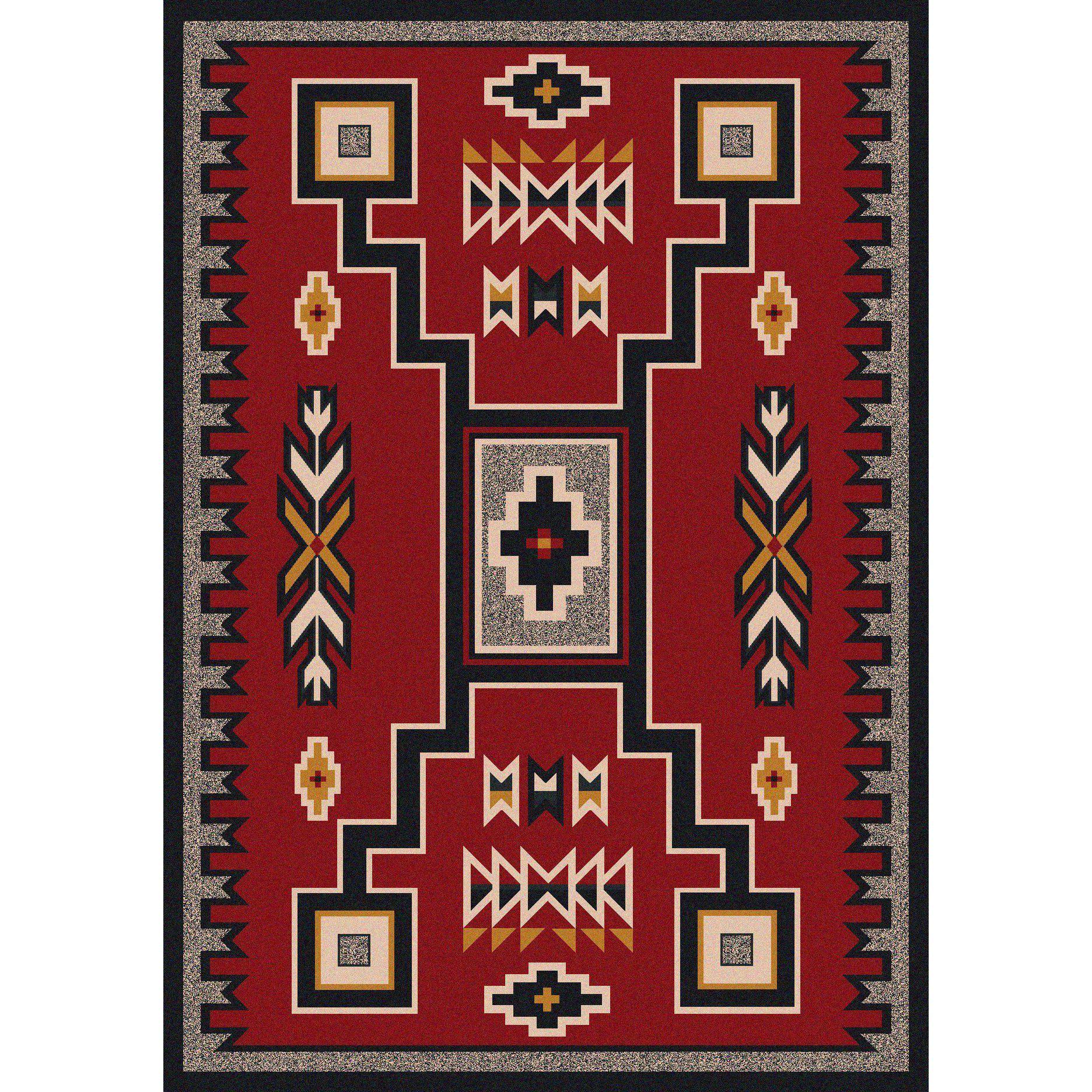 Old Timer - Red-CabinRugs Southwestern Rugs Wildlife Rugs Lodge Rugs Aztec RugsSouthwest Rugs