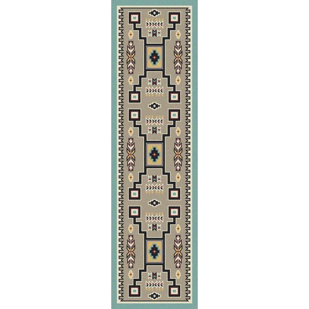 Old Timer - Suede Turquoise-CabinRugs Southwestern Rugs Wildlife Rugs Lodge Rugs Aztec RugsSouthwest Rugs