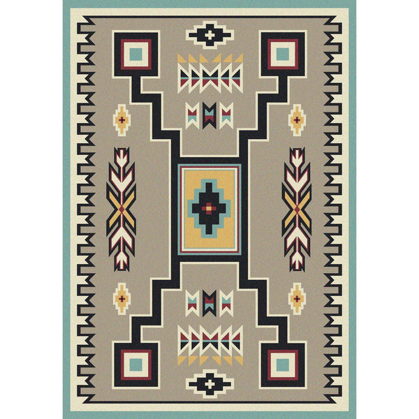Old Timer - Suede Turquoise-CabinRugs Southwestern Rugs Wildlife Rugs Lodge Rugs Aztec RugsSouthwest Rugs