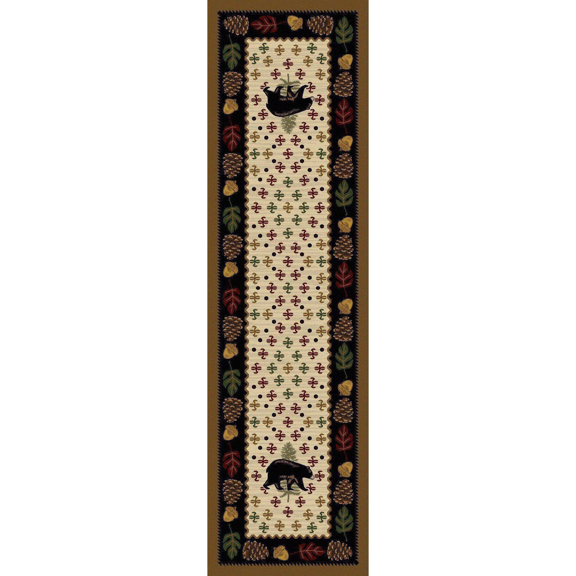 Picnic Bear - Natural-CabinRugs Southwestern Rugs Wildlife Rugs Lodge Rugs Aztec RugsSouthwest Rugs