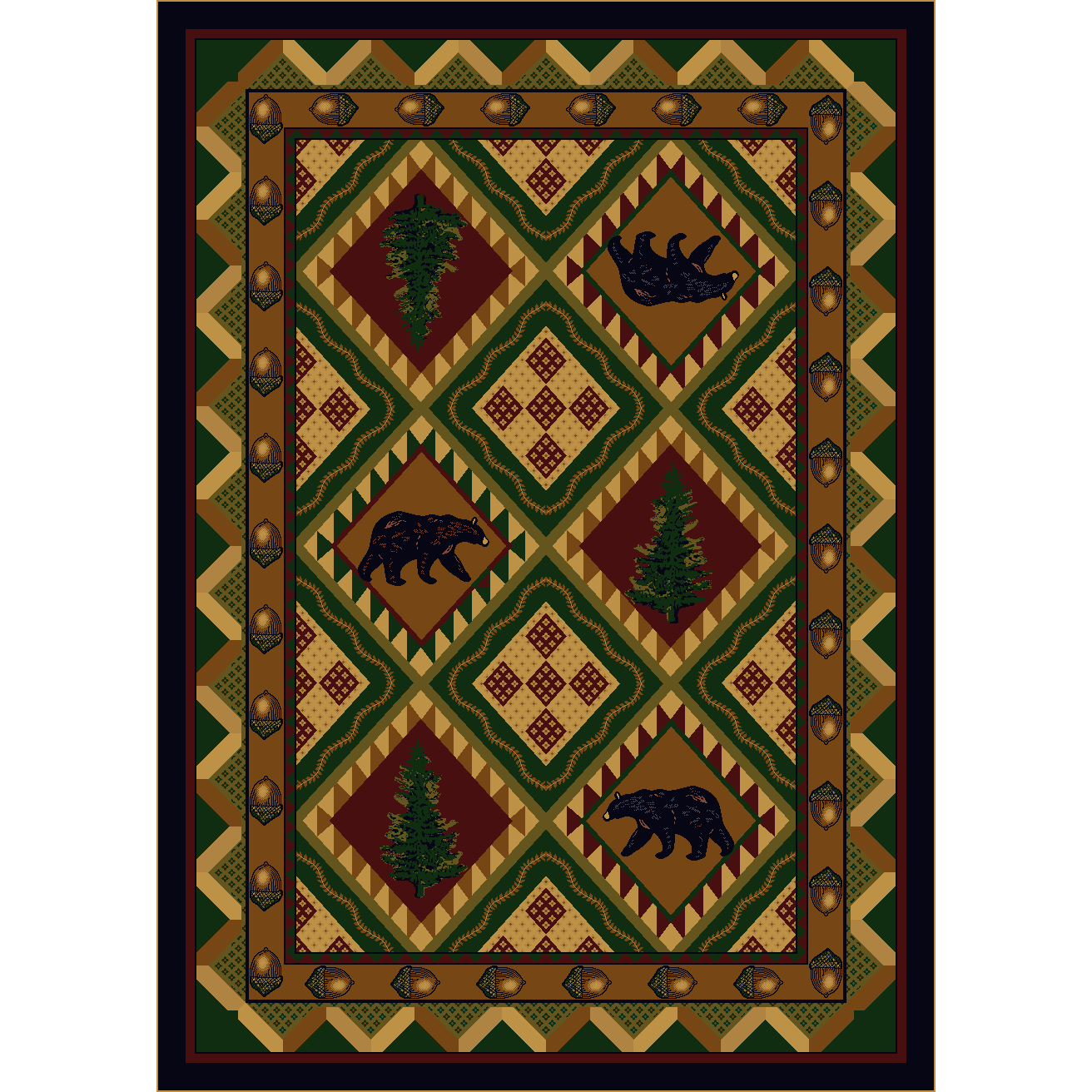Picnic In The Forest - Woodland-CabinRugs Southwestern Rugs Wildlife Rugs Lodge Rugs Aztec RugsSouthwest Rugs