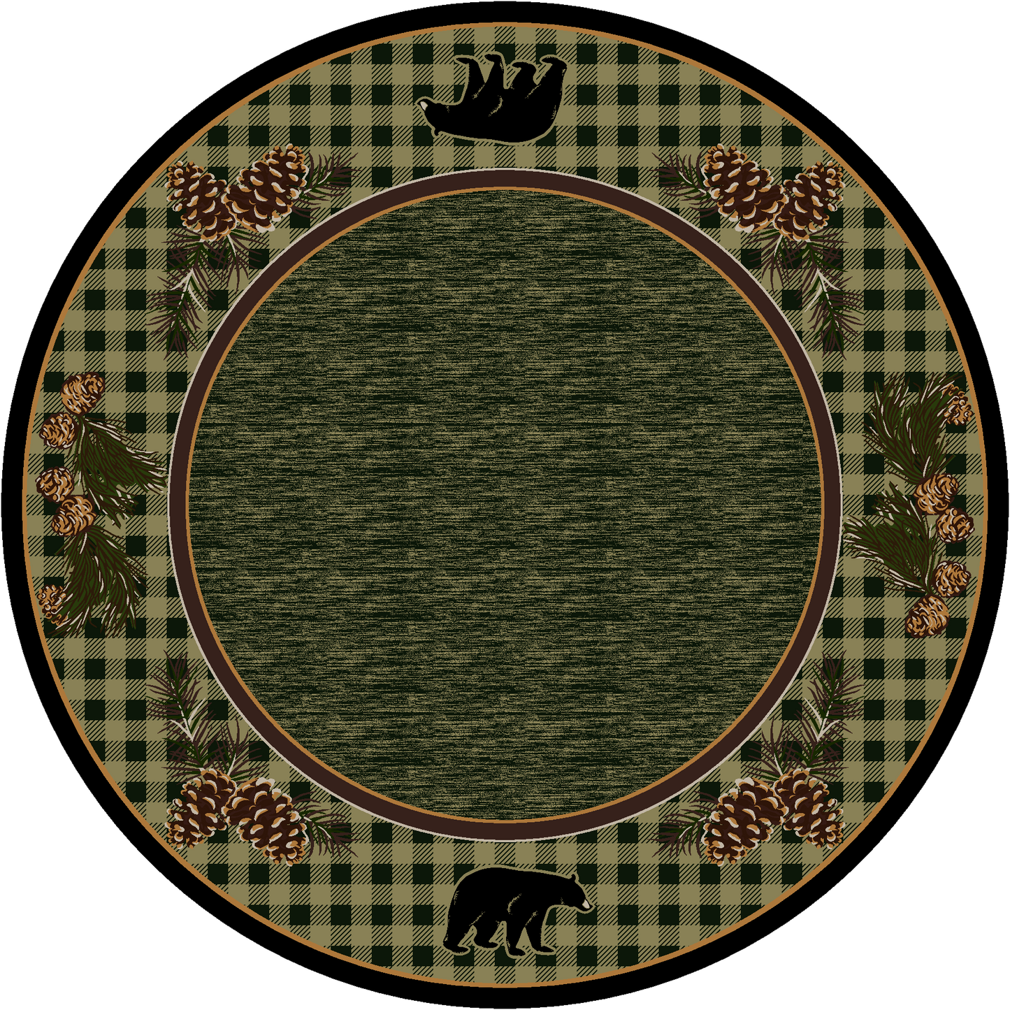 Pinecones & Bears-CabinRugs Southwestern Rugs Wildlife Rugs Lodge Rugs Aztec RugsSouthwest Rugs