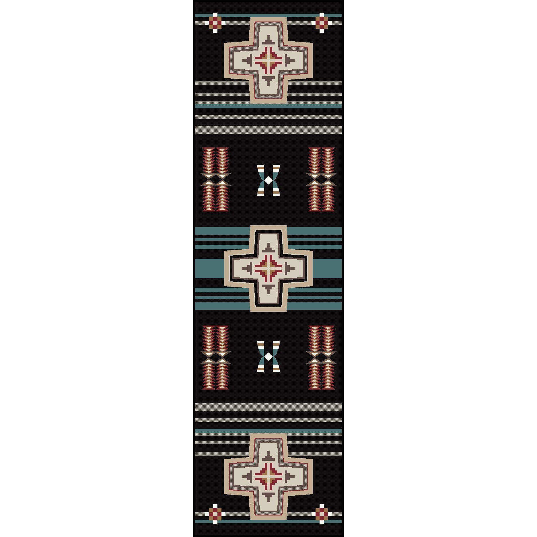 Rio Grande - Black-CabinRugs Southwestern Rugs Wildlife Rugs Lodge Rugs Aztec RugsSouthwest Rugs