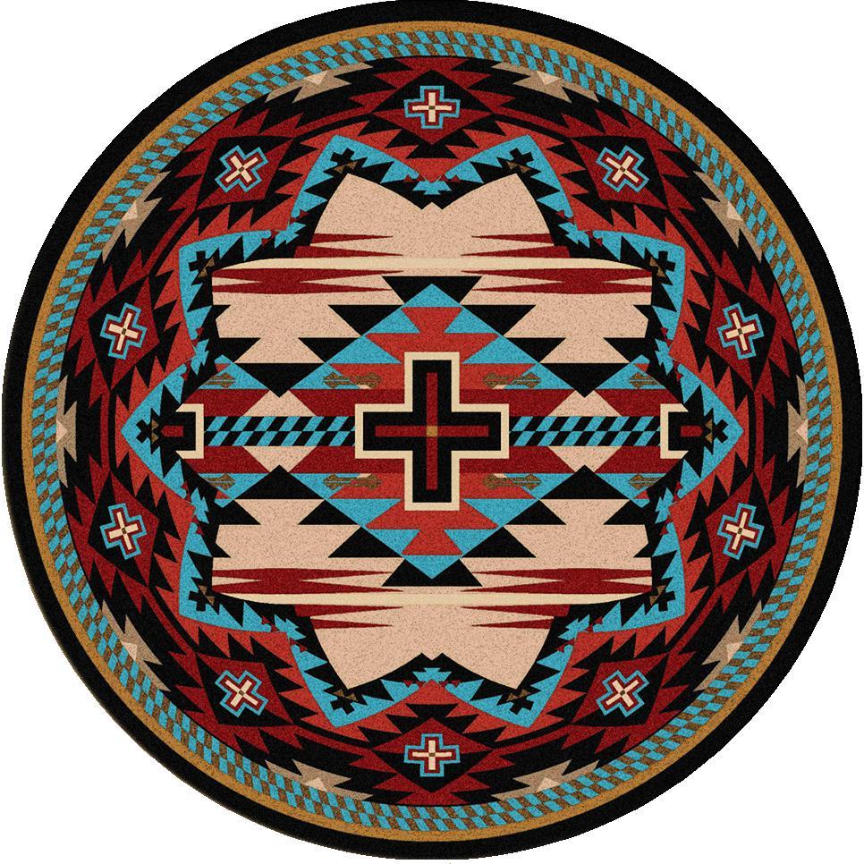 Rustic Crucifix - Blue-CabinRugs Southwestern Rugs Wildlife Rugs Lodge Rugs Aztec RugsSouthwest Rugs