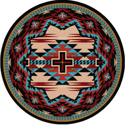 Rustic Crucifix - Blue-CabinRugs Southwestern Rugs Wildlife Rugs Lodge Rugs Aztec RugsSouthwest Rugs