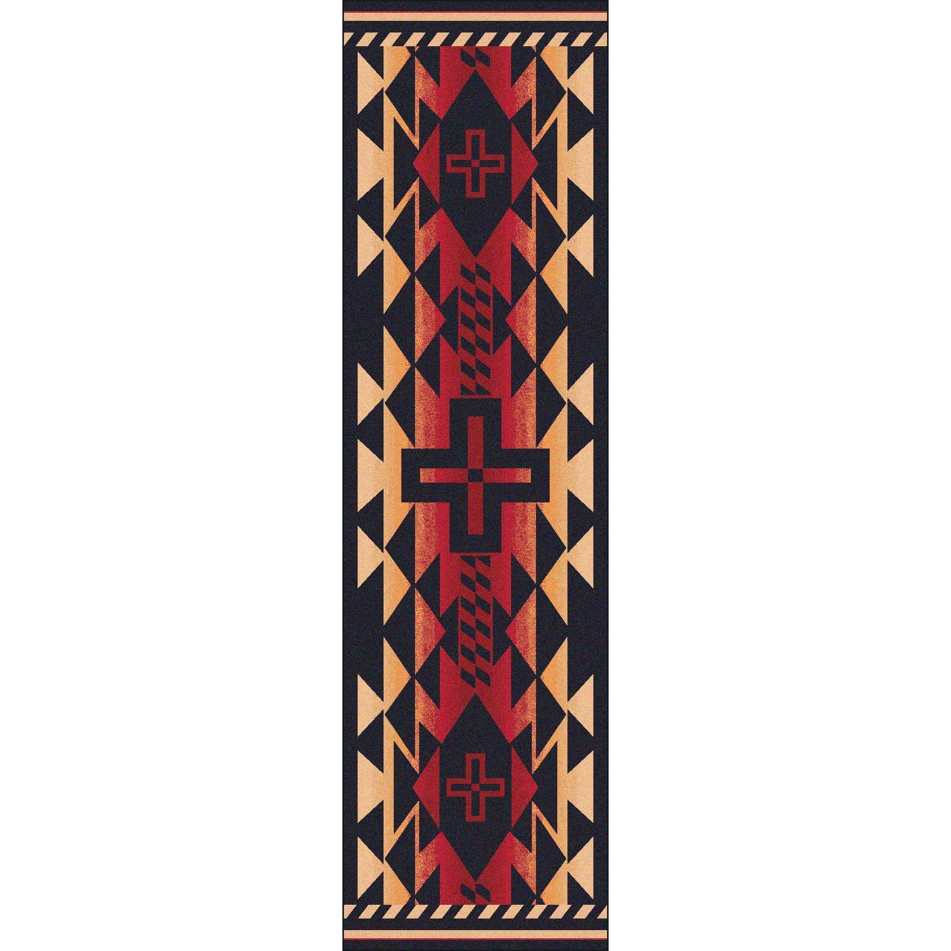 Rustic Crucifix - Burnt Red-CabinRugs Southwestern Rugs Wildlife Rugs Lodge Rugs Aztec RugsSouthwest Rugs