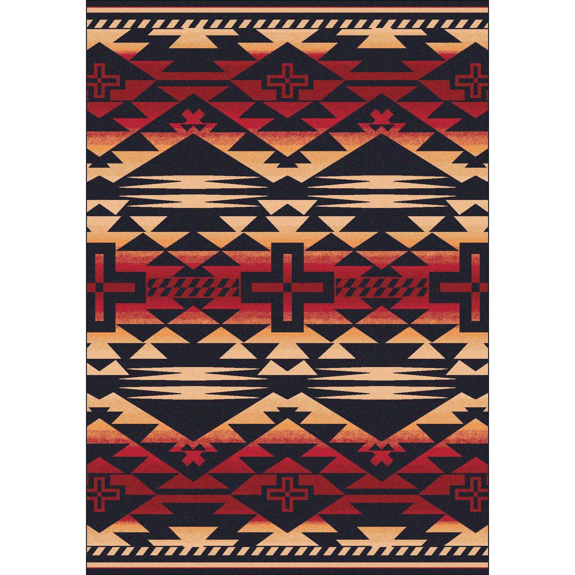 Rustic Crucifix - Burnt Red-CabinRugs Southwestern Rugs Wildlife Rugs Lodge Rugs Aztec RugsSouthwest Rugs