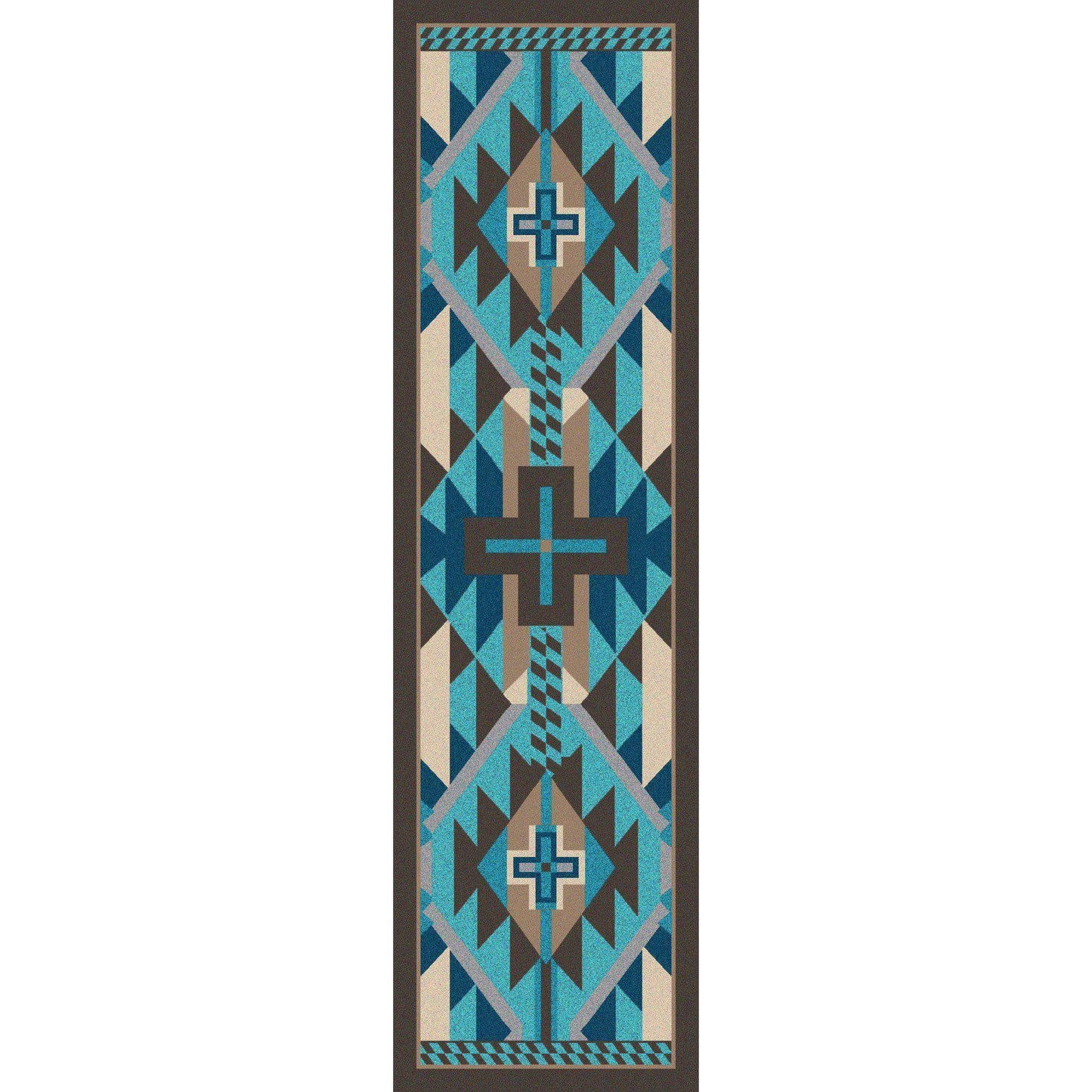 Rustic Crucifix - Turquoise Indigo-CabinRugs Southwestern Rugs Wildlife Rugs Lodge Rugs Aztec RugsSouthwest Rugs