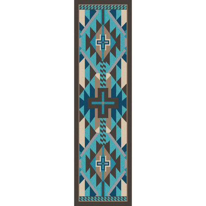 Rustic Crucifix - Turquoise Indigo-CabinRugs Southwestern Rugs Wildlife Rugs Lodge Rugs Aztec RugsSouthwest Rugs