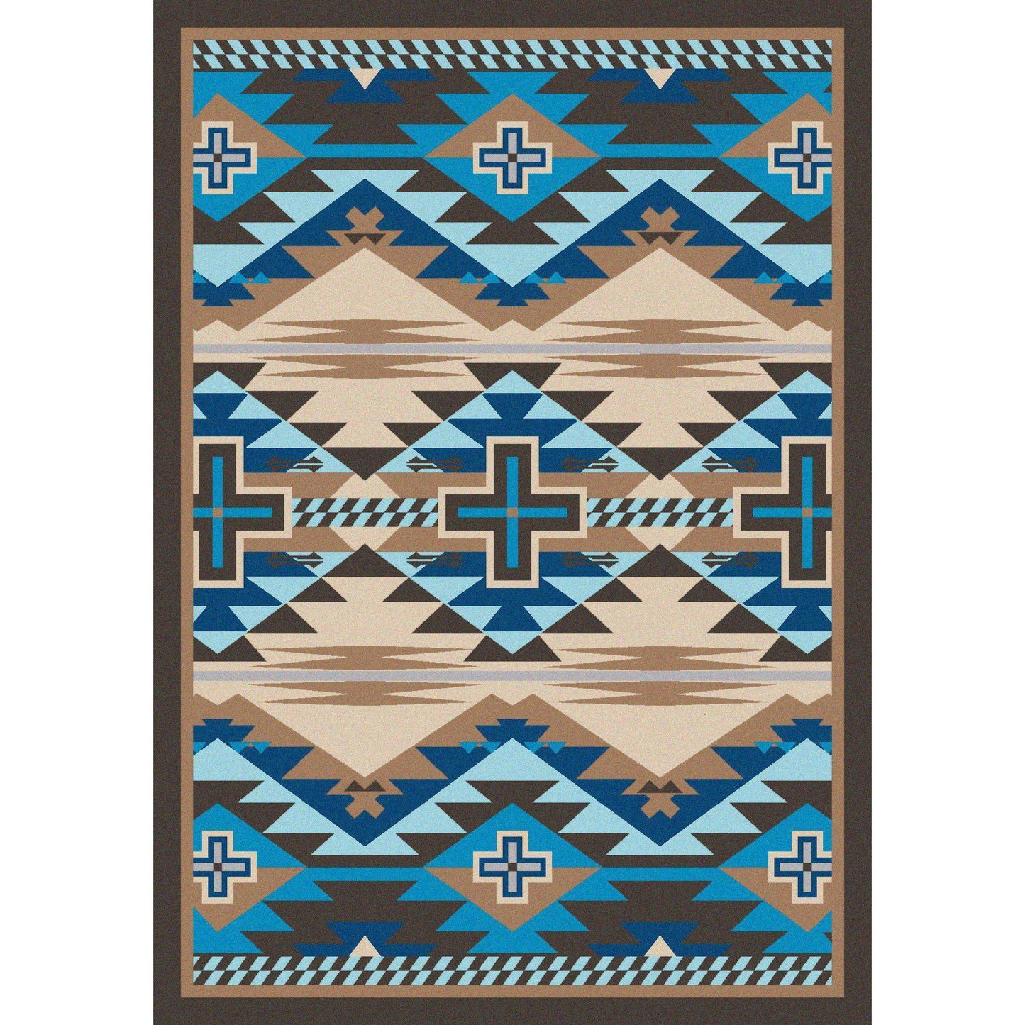 Rustic Crucifix - Turquoise Indigo-CabinRugs Southwestern Rugs Wildlife Rugs Lodge Rugs Aztec RugsSouthwest Rugs