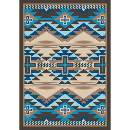 Rustic Crucifix - Turquoise Indigo-CabinRugs Southwestern Rugs Wildlife Rugs Lodge Rugs Aztec RugsSouthwest Rugs