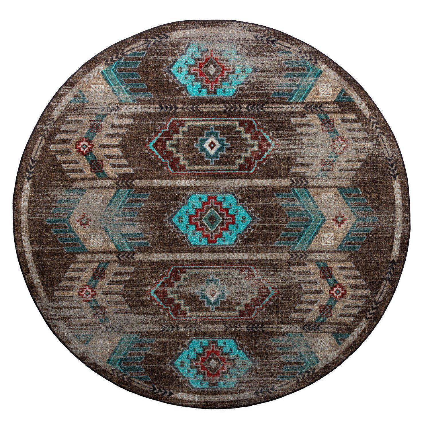 Southwest Nostalgia - Distressed Turquoise-CabinRugs Southwestern Rugs Wildlife Rugs Lodge Rugs Aztec RugsSouthwest Rugs