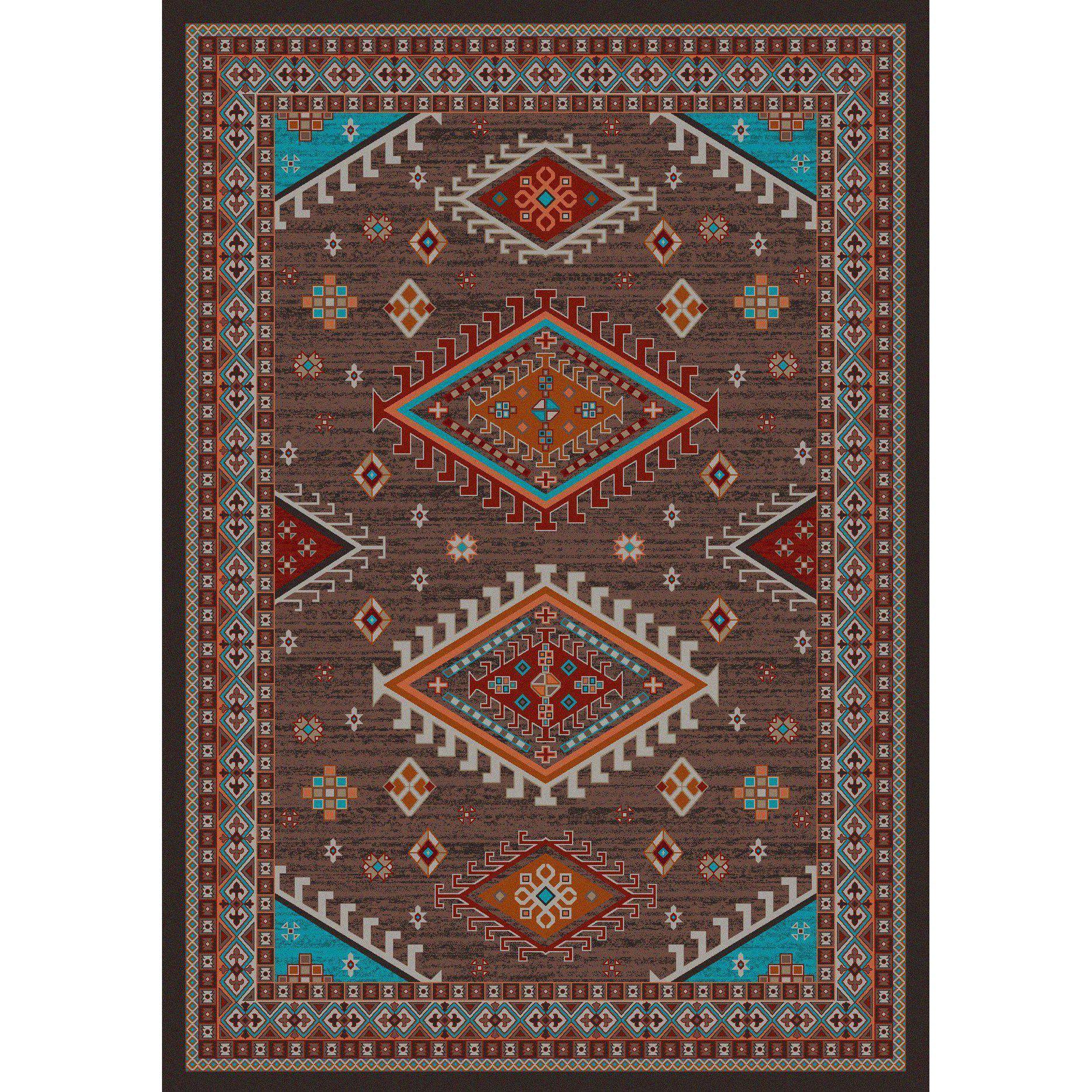 Southwest Persia - Brown-CabinRugs Southwestern Rugs Wildlife Rugs Lodge Rugs Aztec RugsSouthwest Rugs