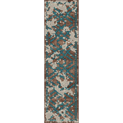 Southwestern Fresco - Turquoise-CabinRugs Southwestern Rugs Wildlife Rugs Lodge Rugs Aztec RugsSouthwest Rugs