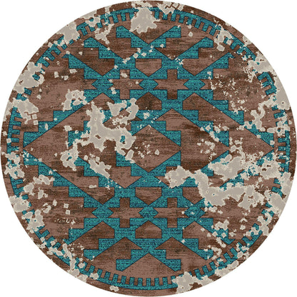 Southwestern Fresco - Turquoise-CabinRugs Southwestern Rugs Wildlife Rugs Lodge Rugs Aztec RugsSouthwest Rugs