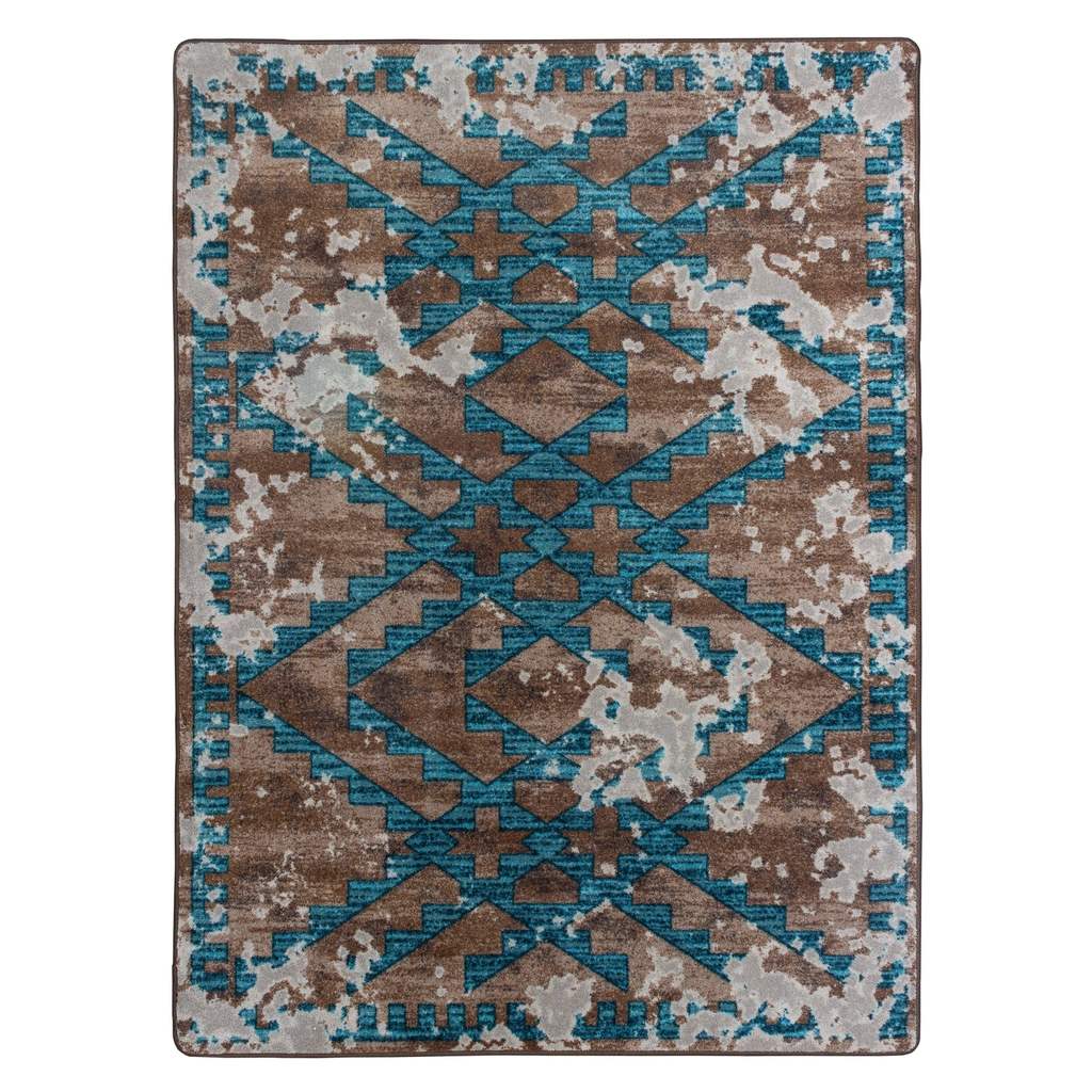 Southwestern Fresco - Turquoise-CabinRugs Southwestern Rugs Wildlife Rugs Lodge Rugs Aztec RugsSouthwest Rugs
