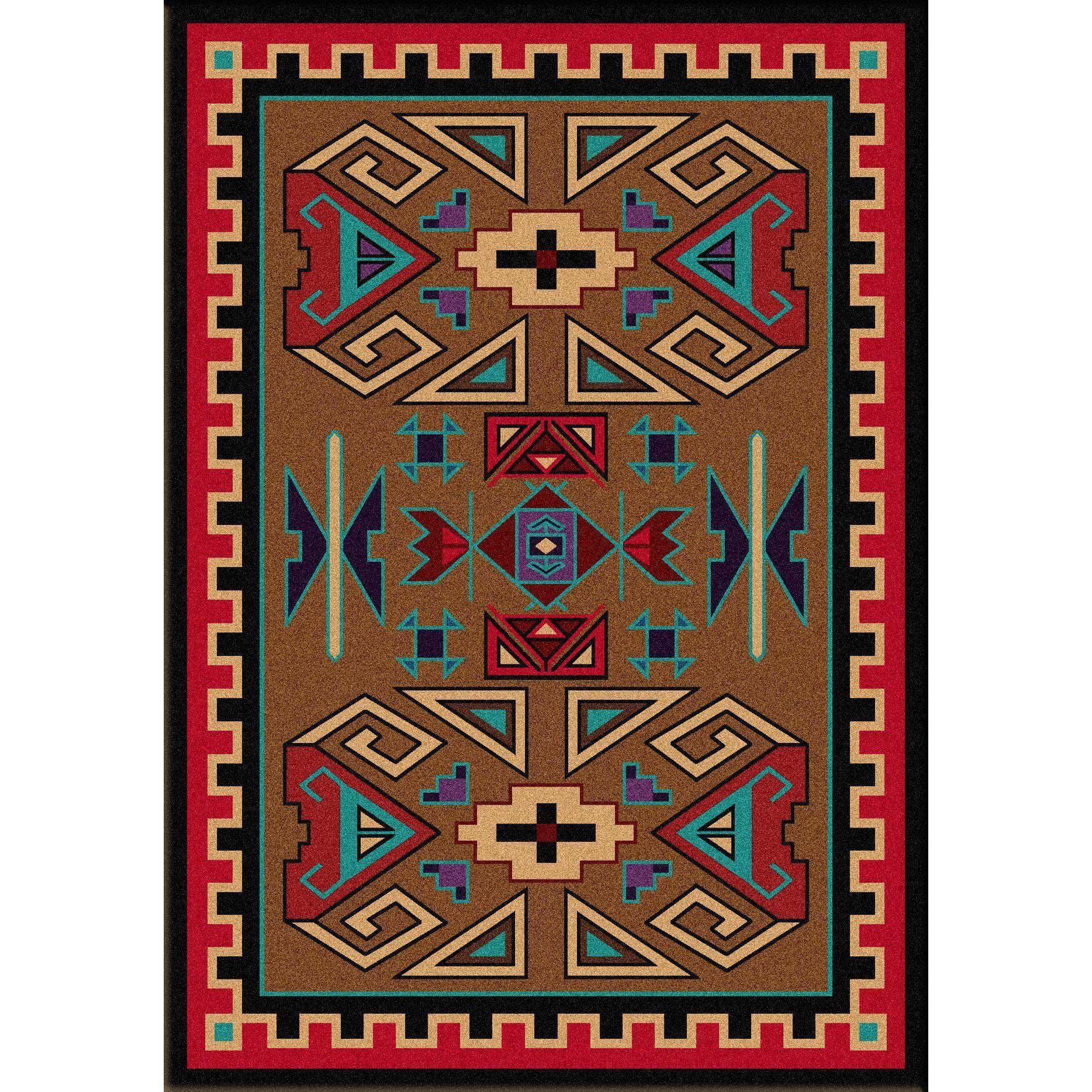 Steppe Rams - Bright-CabinRugs Southwestern Rugs Wildlife Rugs Lodge Rugs Aztec RugsSouthwest Rugs