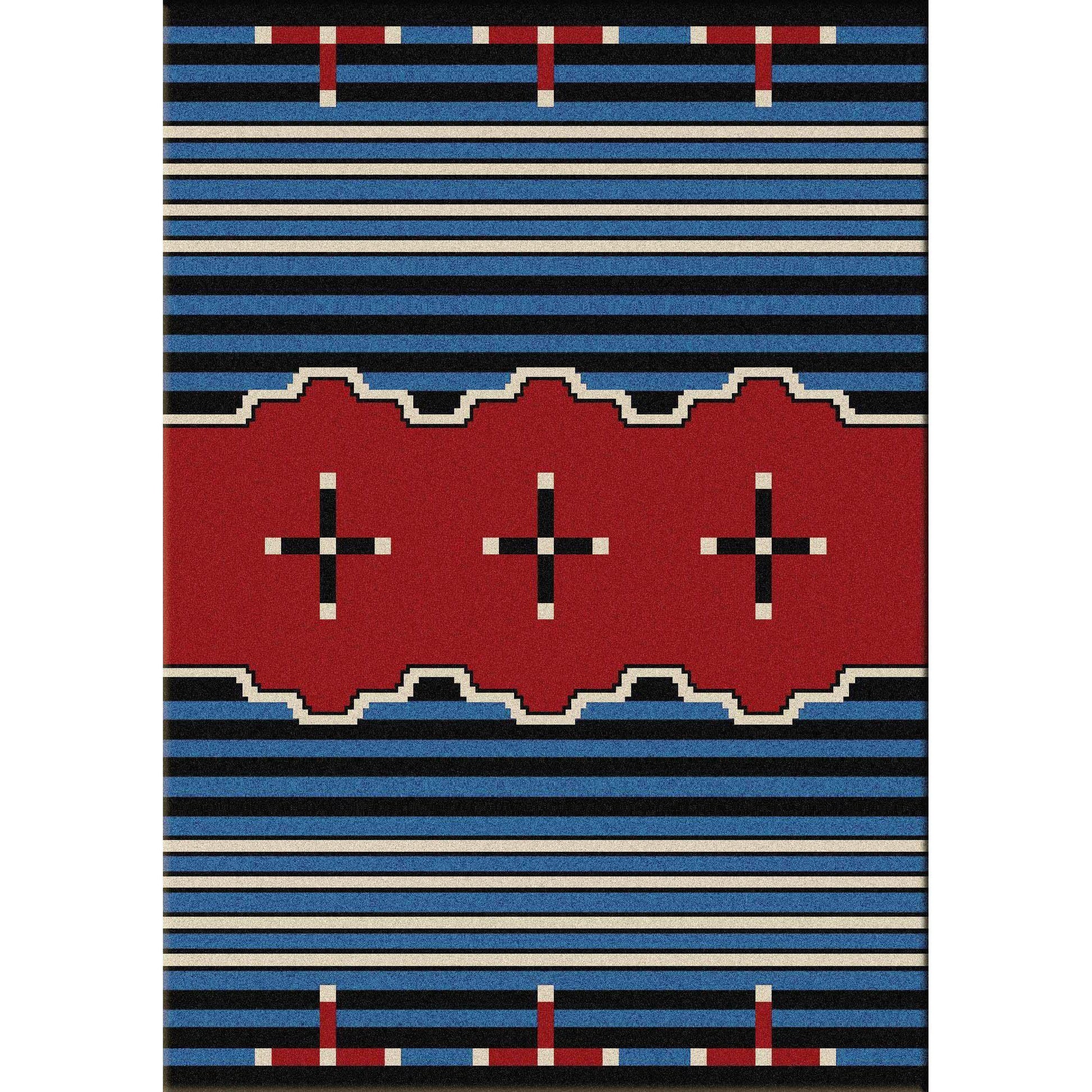 Tribe Leader - Blue-CabinRugs Southwestern Rugs Wildlife Rugs Lodge Rugs Aztec RugsSouthwest Rugs