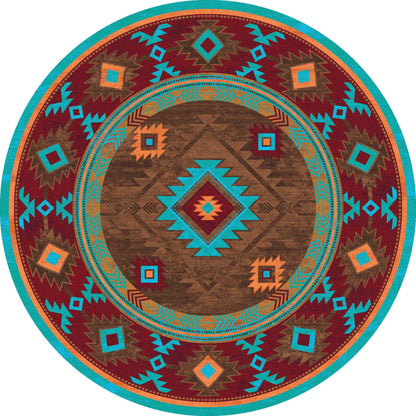 Whisky On The River - Turquoise-CabinRugs Southwestern Rugs Wildlife Rugs Lodge Rugs Aztec RugsSouthwest Rugs