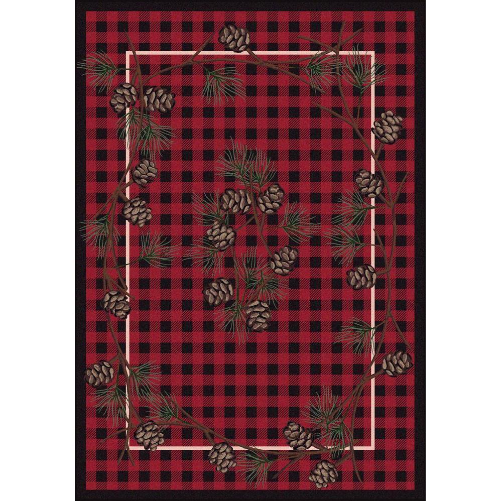 Wooded Forest - Red-CabinRugs Southwestern Rugs Wildlife Rugs Lodge Rugs Aztec RugsSouthwest Rugs